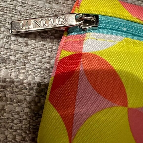 Clinique new condition yellow, red, and aqua cosmetics bag - Picture 2 of 5